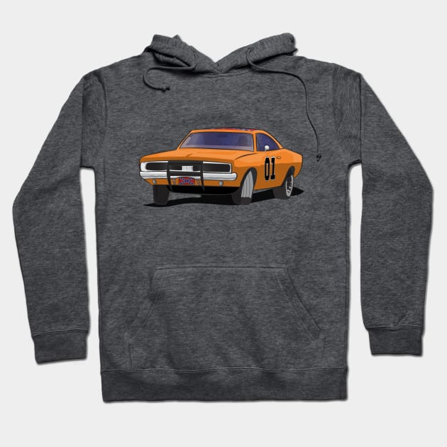 General Lee 01 car Hoodie by ArielAutoArt